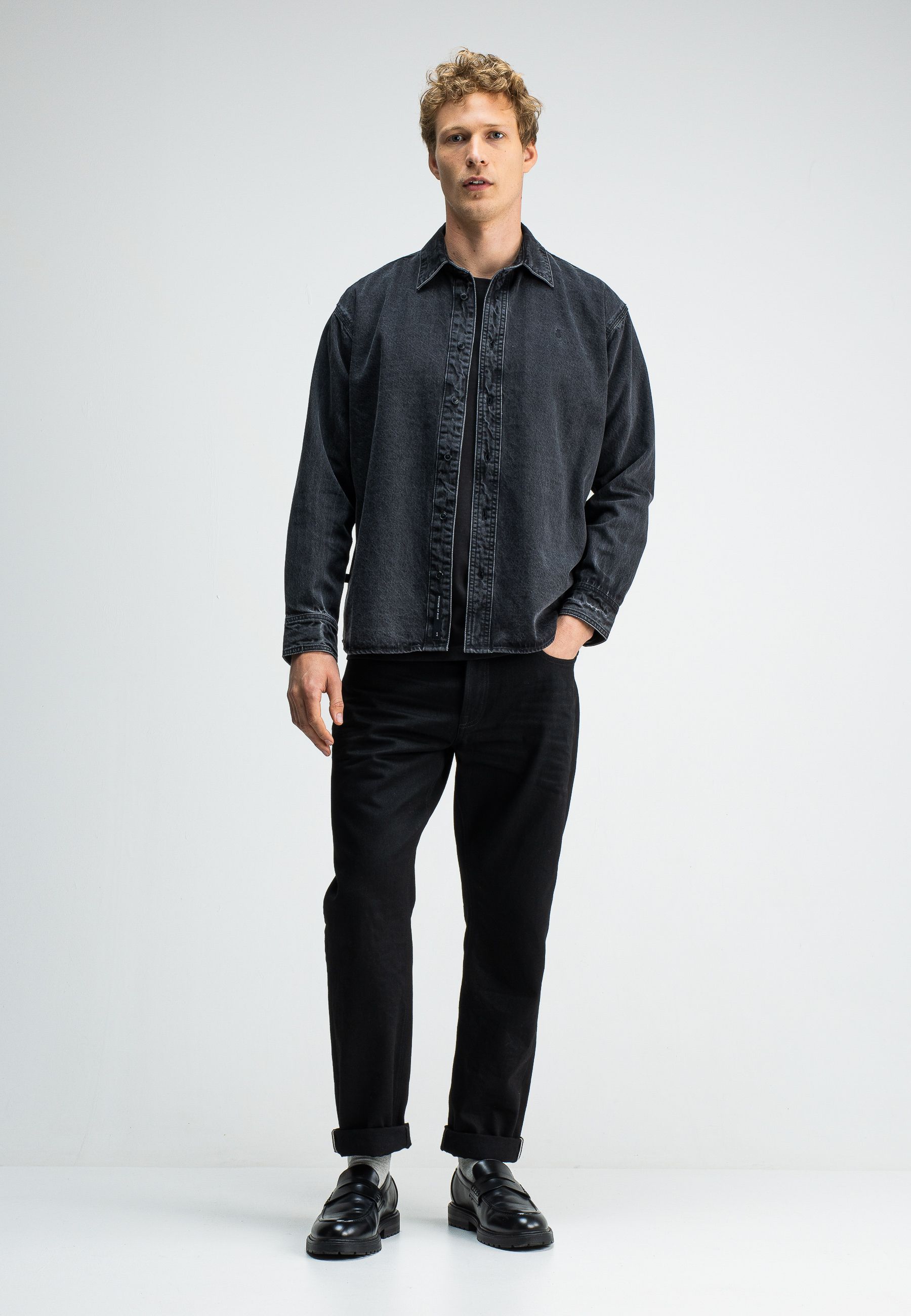 Aidan Worker Black Denim Shirt
