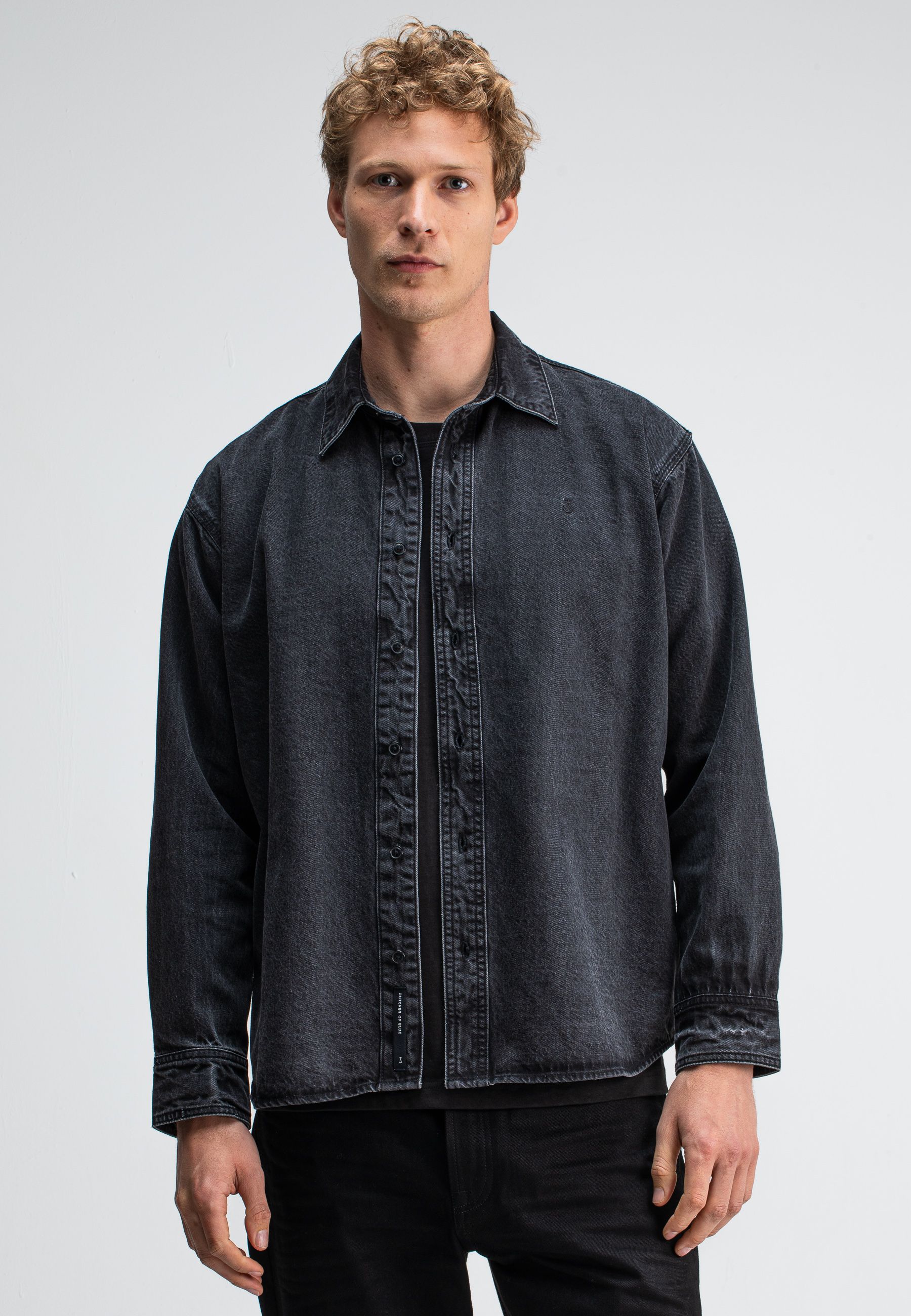 Aidan Worker Black Denim Shirt