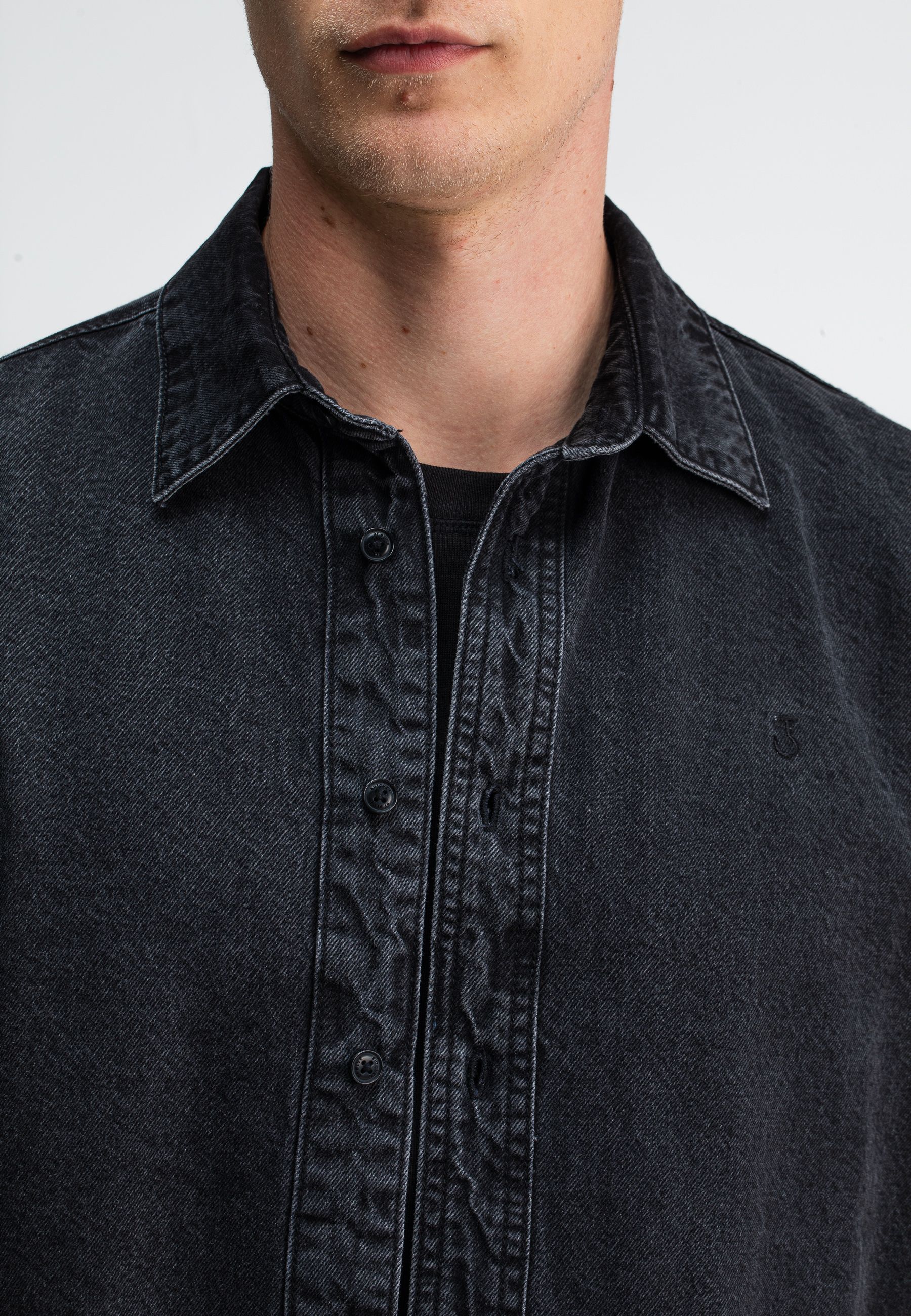 Aidan Worker Black Denim Shirt
